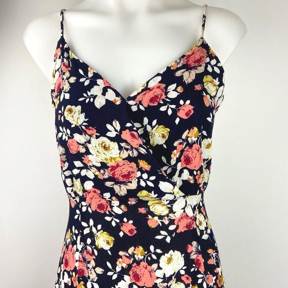 Lulus Blue Everlasting Bliss Floral Print V-Neck Sleeveless Slit Maxi Dress Sz M - Picture 3 of 5